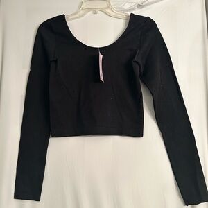 Wild Fable Black Long Sleeve Crop Top